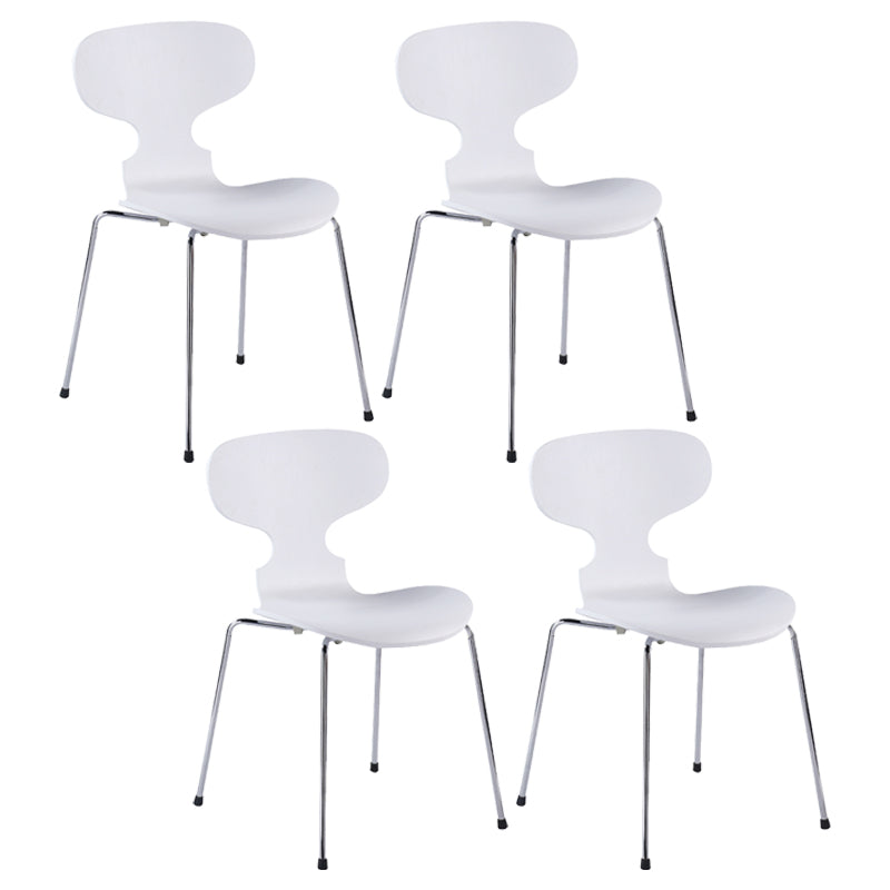 Silla lateral casera contemporánea Silla de comedor tapizada de metal con respaldo sólido