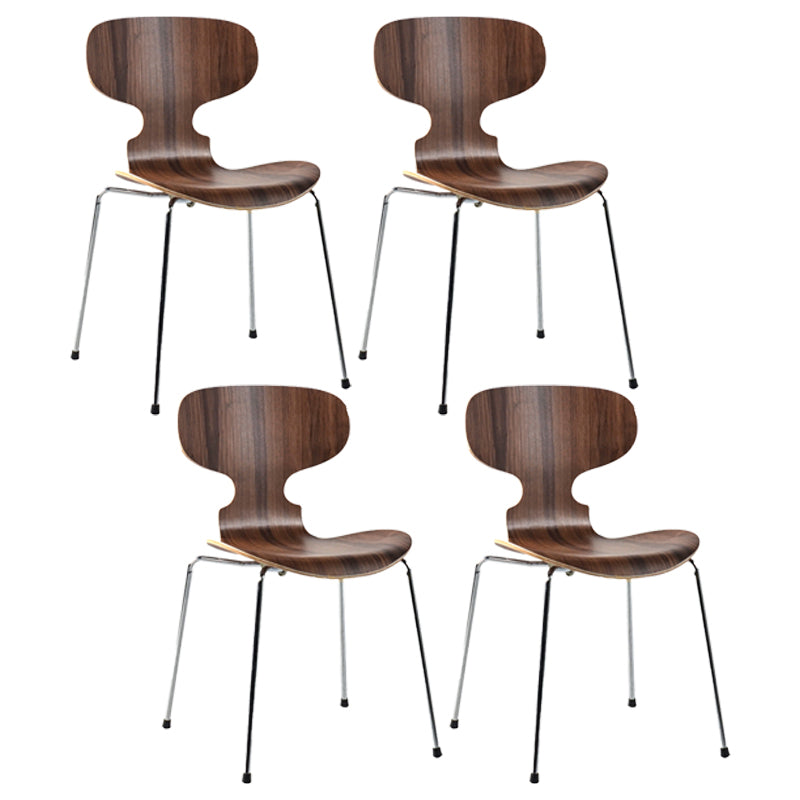 Silla lateral casera contemporánea Silla de comedor tapizada de metal con respaldo sólido