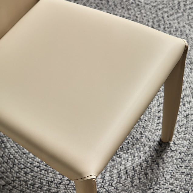 Leather Armless Dining Chairs Home Upholstered Side Chairs with Metal Legs