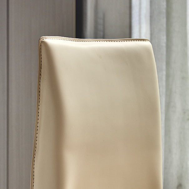 Leather Armless Dining Chairs Home Upholstered Side Chairs with Metal Legs