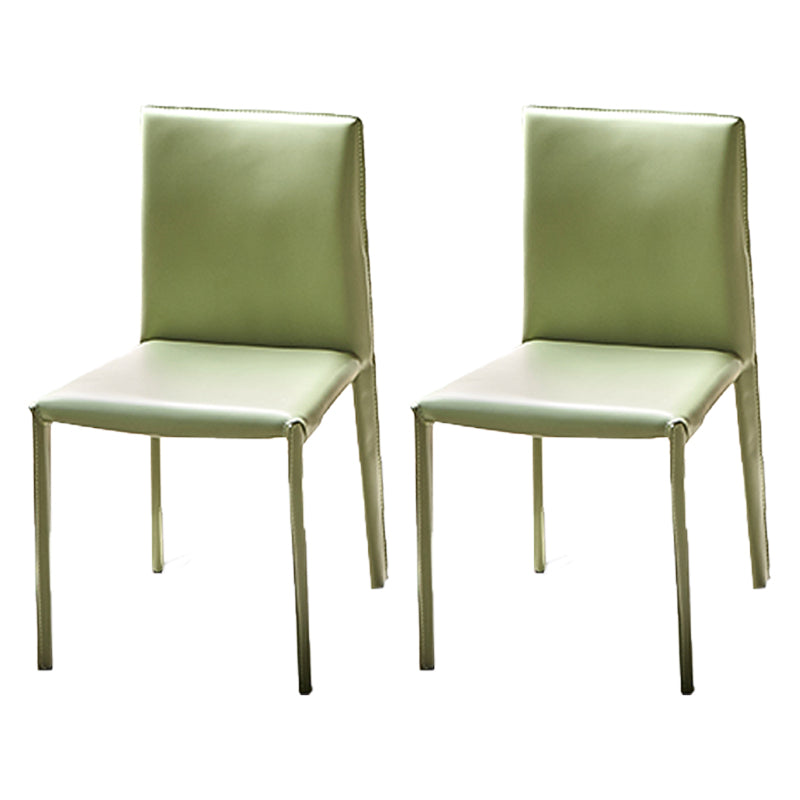 Leather Armless Dining Chairs Home Upholstered Side Chairs with Metal Legs