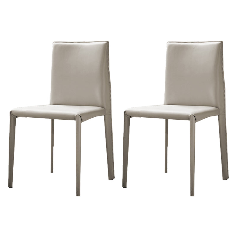 Leather Armless Dining Chairs Home Upholstered Side Chairs with Metal Legs