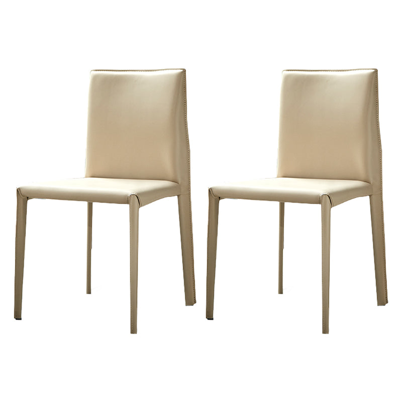 Leather Armless Dining Chairs Home Upholstered Side Chairs with Metal Legs