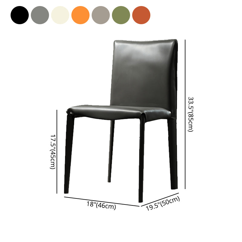 Leather Armless Dining Chairs Home Upholstered Side Chairs with Metal Legs