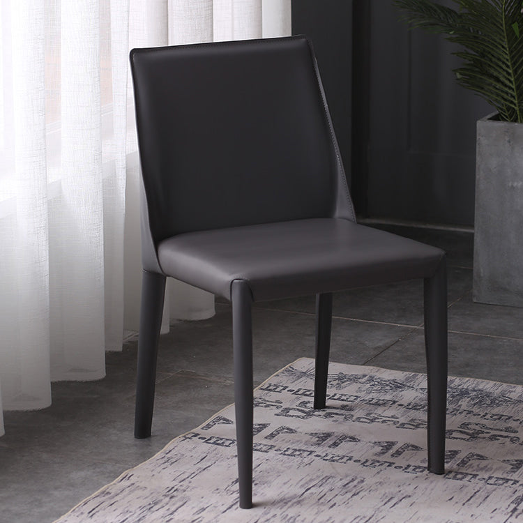 Home Leather Armless Dining Chairs Upholstered Side Chairs with Metal Legs