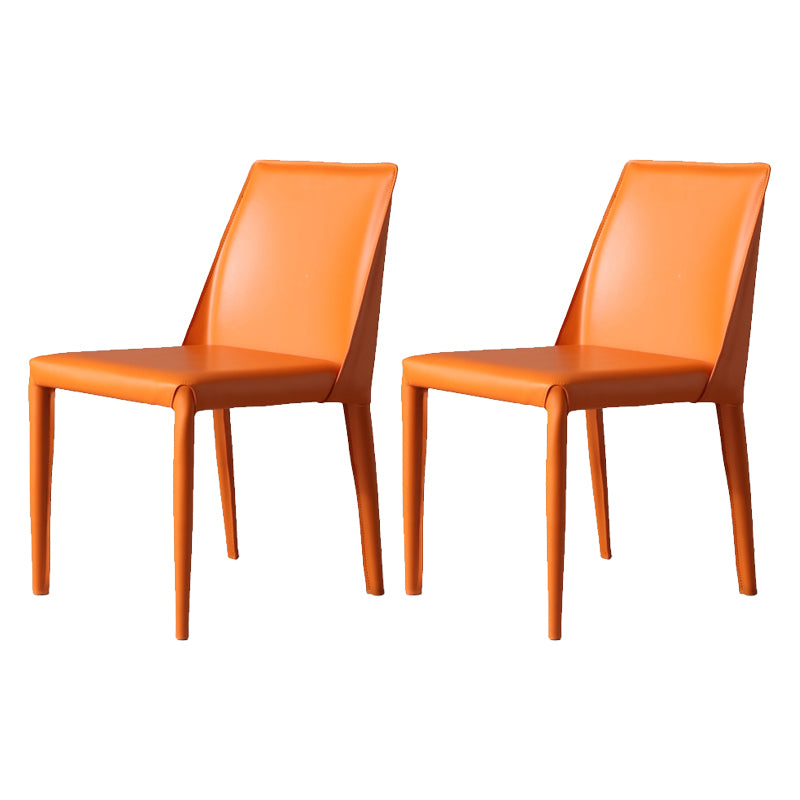 Home Leather Armless Dining Chairs Upholstered Side Chairs with Metal Legs