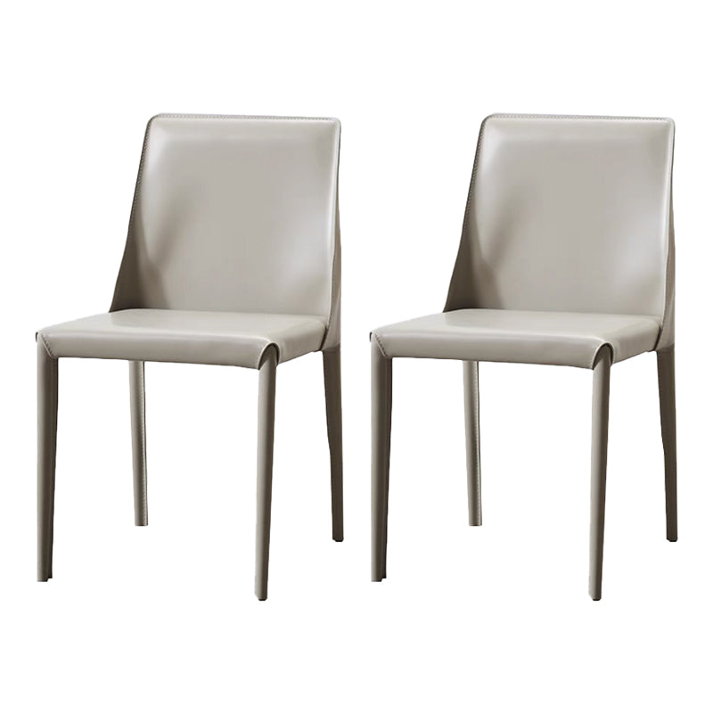 Home Leather Armless Dining Chairs Upholstered Side Chairs with Metal Legs