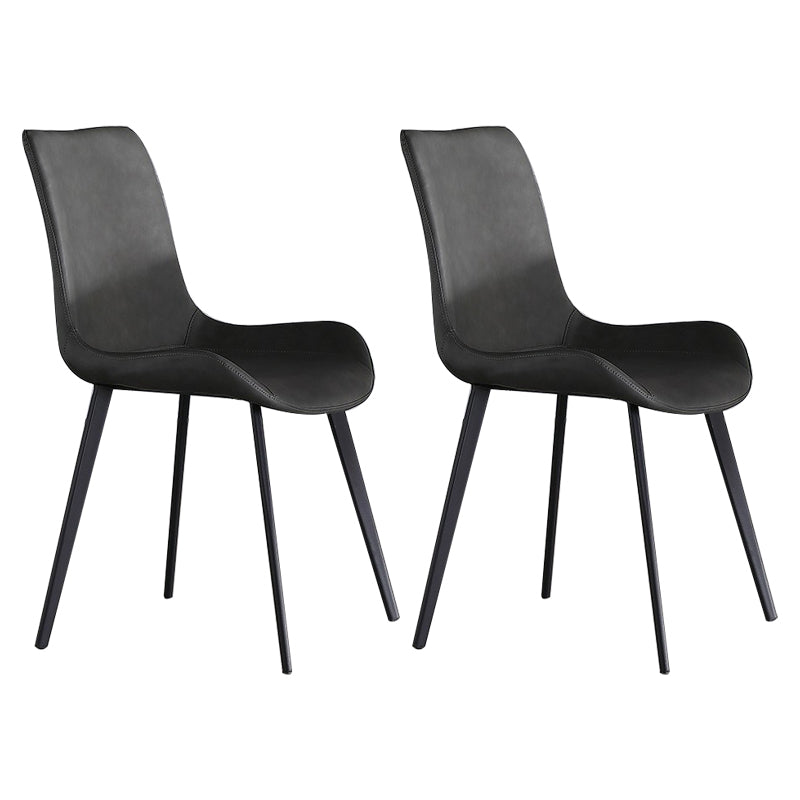 Silla auxiliar de cuero para el hogar moderno, respaldo sólido, silla de comedor con patas de metal