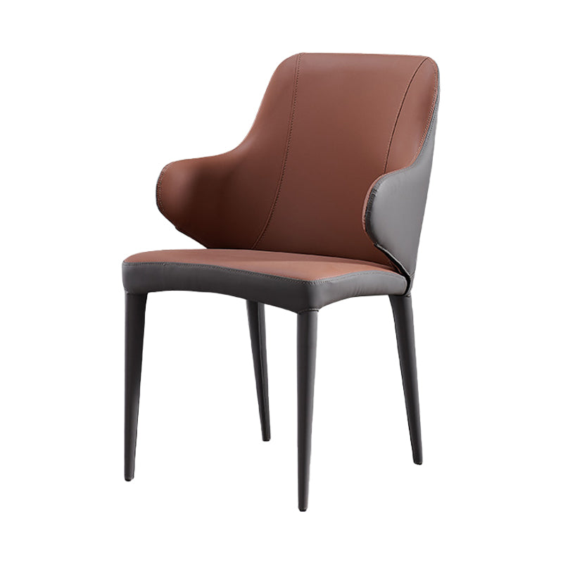 Silla de comedor de cuero contemporánea con respaldo sólido con acabado mate y sillón de hotel