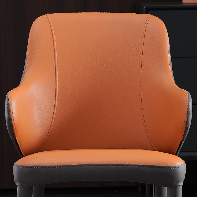 Silla de comedor de cuero contemporánea con respaldo sólido con acabado mate y sillón de hotel