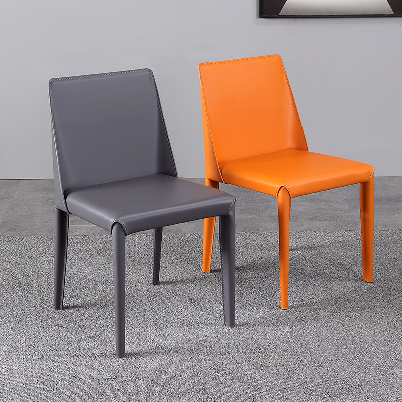 Silla lateral de cuero moderna para restaurante, respaldo sólido, silla sin brazos