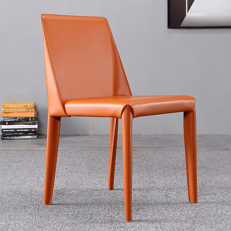 Silla lateral de cuero moderna para restaurante, respaldo sólido, silla sin brazos