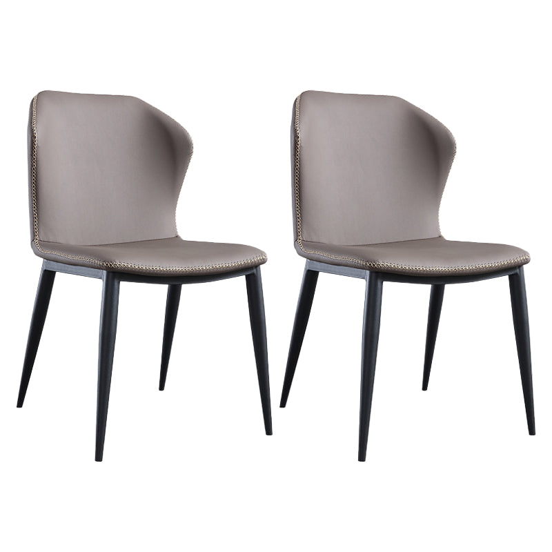 Silla lateral moderna de cuero sintético para restaurante, silla de comedor con respaldo lateral mate y acabado mate