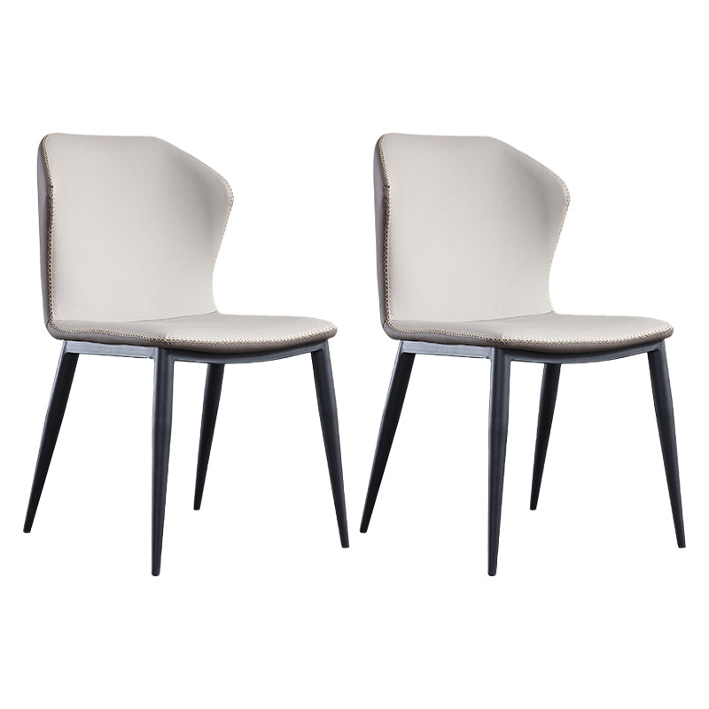 Silla lateral moderna de cuero sintético para restaurante, silla de comedor con respaldo lateral mate y acabado mate