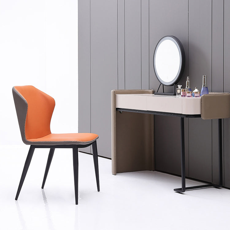Silla lateral moderna de cuero sintético para restaurante, silla de comedor con respaldo lateral mate y acabado mate
