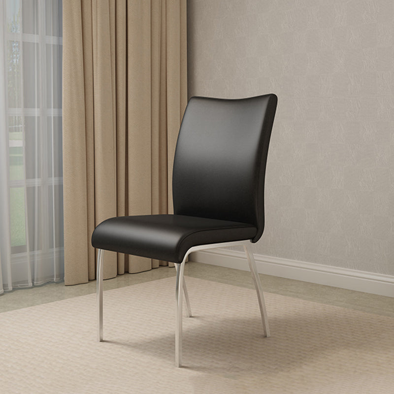 Silla sin brazos de comedor de cuero PU Glam, sillas de comedor de metal para uso doméstico