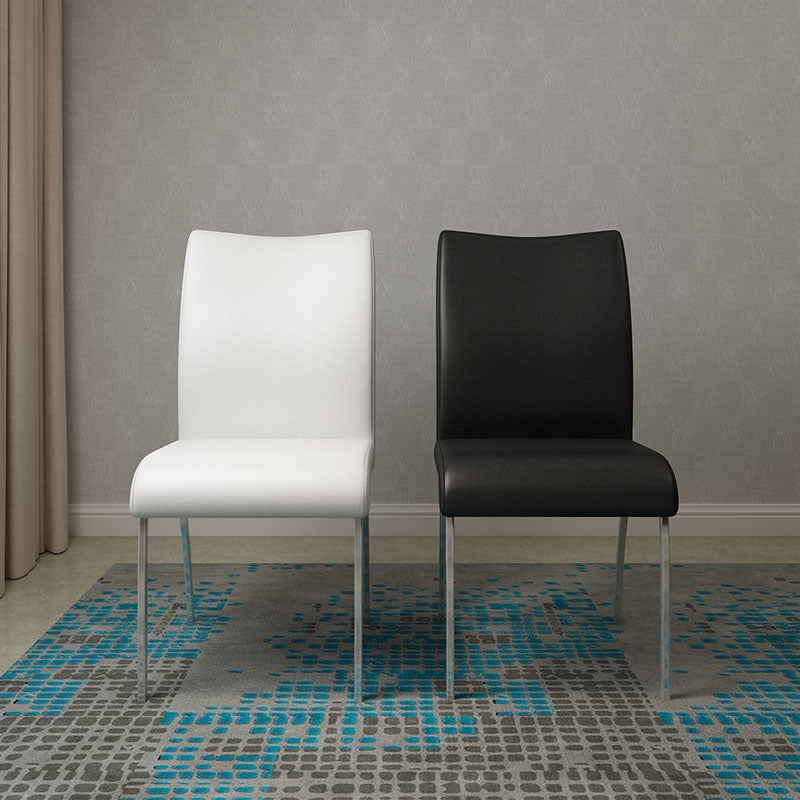 Silla sin brazos de comedor de cuero PU Glam, sillas de comedor de metal para uso doméstico