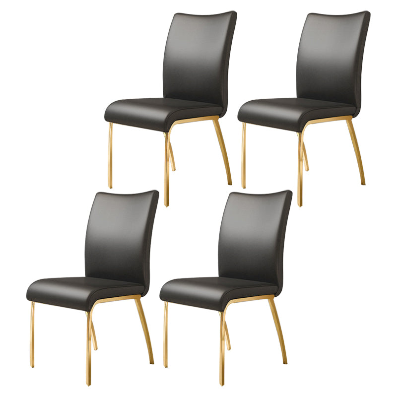 Silla sin brazos de comedor de cuero PU Glam, sillas de comedor de metal para uso doméstico