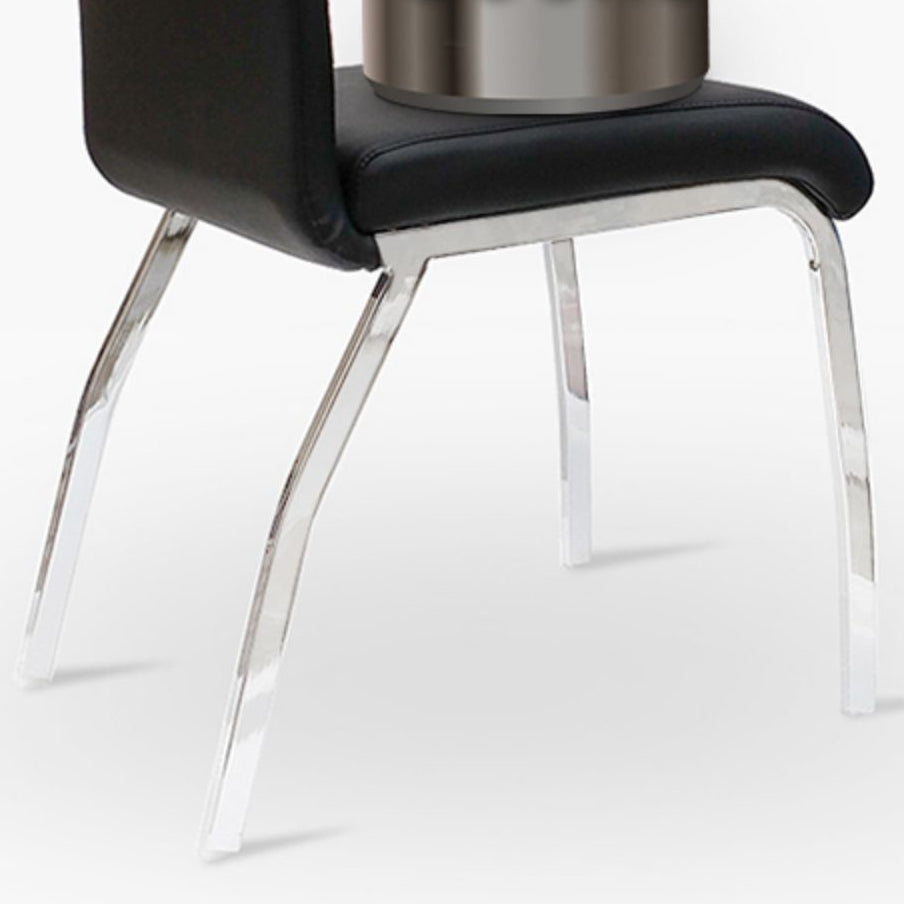 Silla sin brazos de comedor de cuero PU Glam, sillas de comedor de metal para uso doméstico