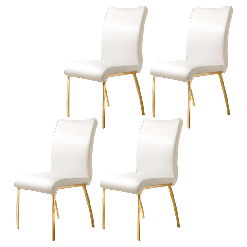 Silla sin brazos de comedor de cuero PU Glam, sillas de comedor de metal para uso doméstico