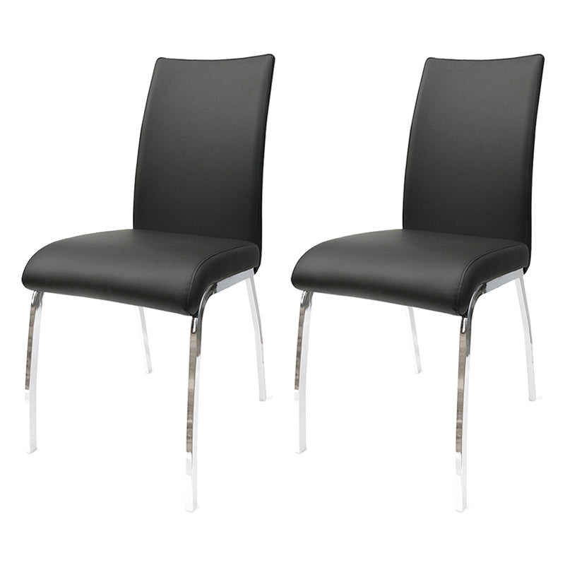 Silla sin brazos de comedor de cuero PU Glam, sillas de comedor de metal para uso doméstico