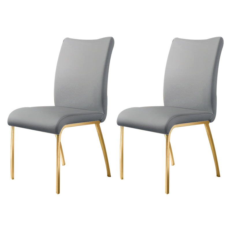Silla sin brazos de comedor de cuero PU Glam, sillas de comedor de metal para uso doméstico