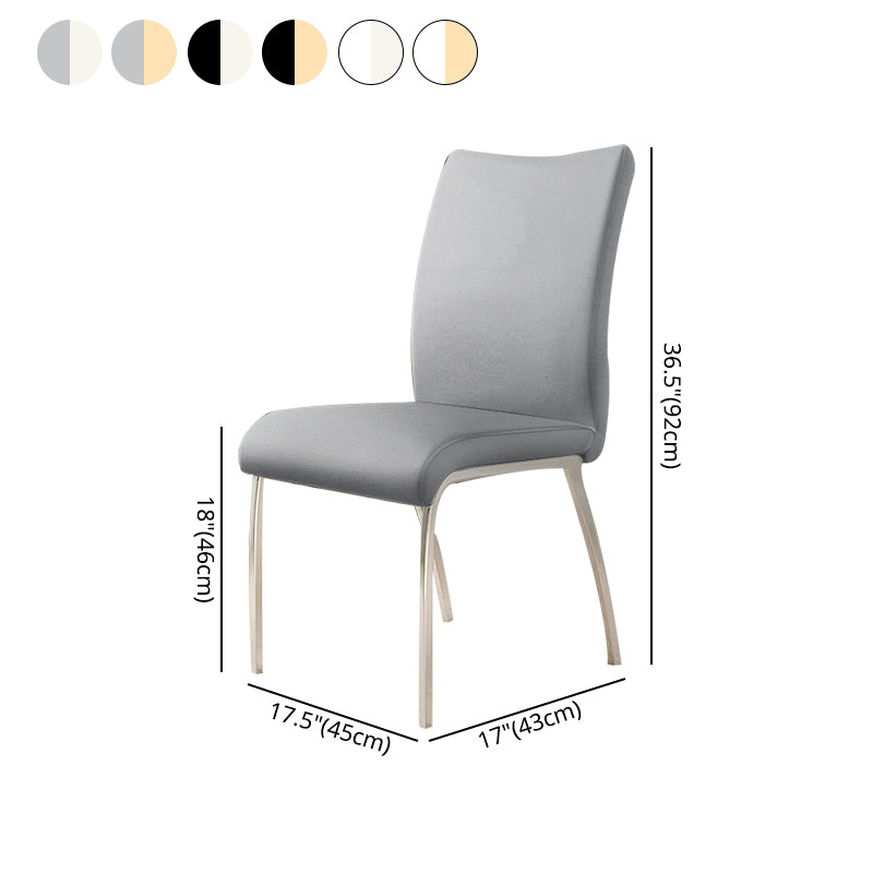 Silla sin brazos de comedor de cuero PU Glam, sillas de comedor de metal para uso doméstico