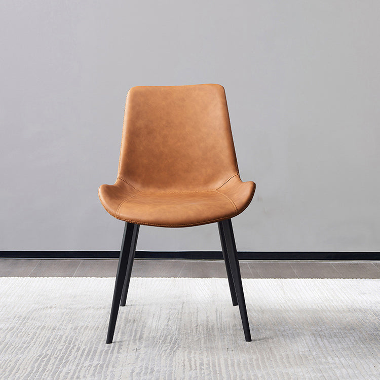 Restaurante contemporáneo Silla lateral de cuero Silla de comedor con respaldo sólido