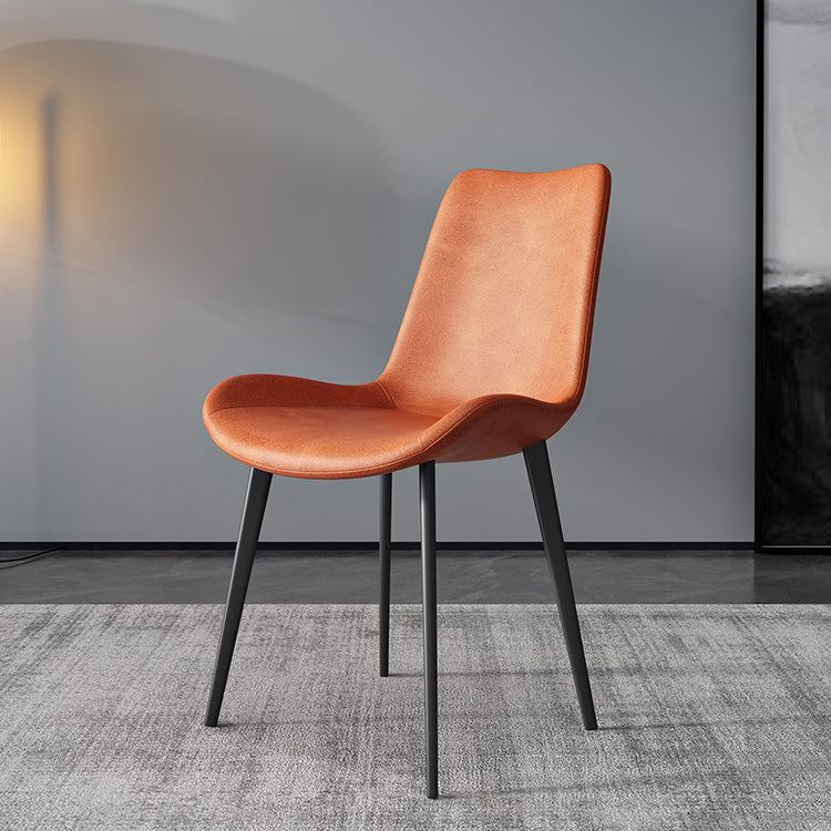 Silla sin brazos de comedor de metal contemporáneo, sillas de comedor de cuero para uso en restaurantes