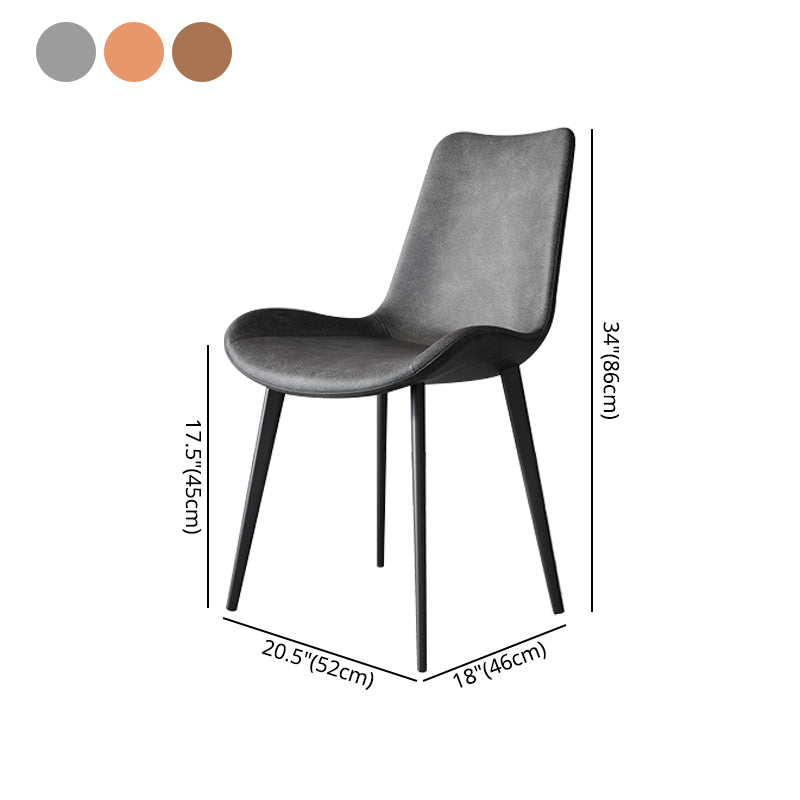 Silla sin brazos de comedor de metal contemporáneo, sillas de comedor de cuero para uso en restaurantes