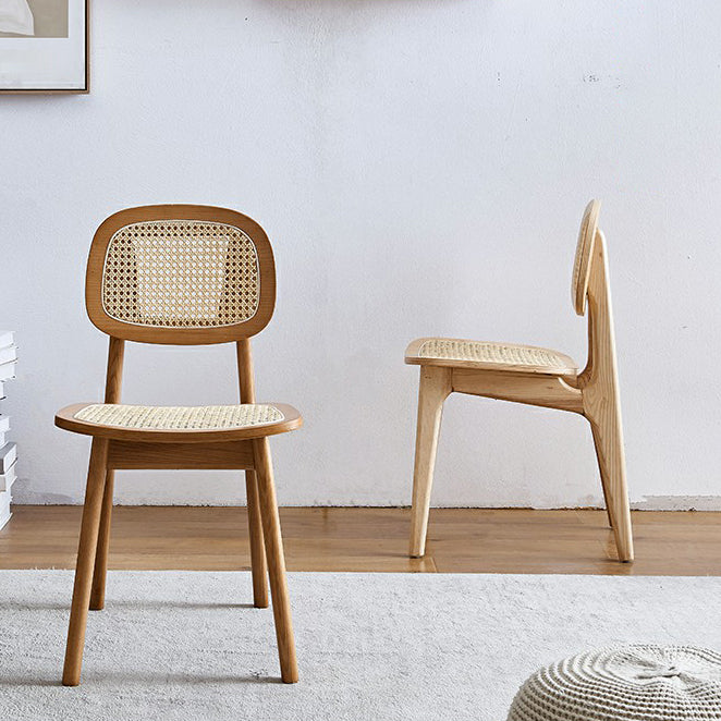 Silla de comedor de madera contemporánea con respaldo abierto, silla lateral para uso doméstico