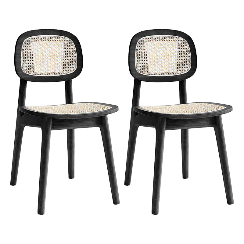 Silla de comedor de madera contemporánea con respaldo abierto, silla lateral para uso doméstico