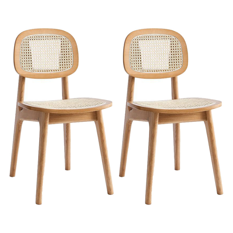 Silla de comedor de madera contemporánea con respaldo abierto, silla lateral para uso doméstico