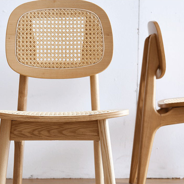 Silla de comedor de madera contemporánea con respaldo abierto, silla lateral para uso doméstico