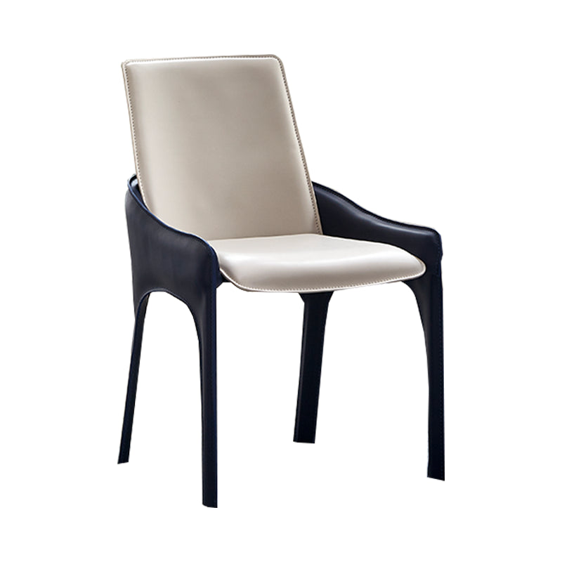 Modern Style Dining Armchairs Upholstered Solid Back Arm Chairs with Metal Legs