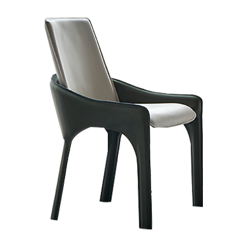 Modern Style Dining Armchairs Upholstered Solid Back Arm Chairs with Metal Legs