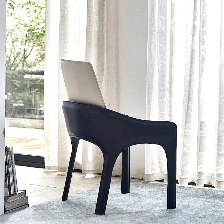 Modern Style Dining Armchairs Upholstered Solid Back Arm Chairs with Metal Legs