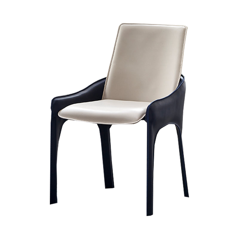 Modern Style Dining Armchairs Upholstered Solid Back Arm Chairs with Metal Legs