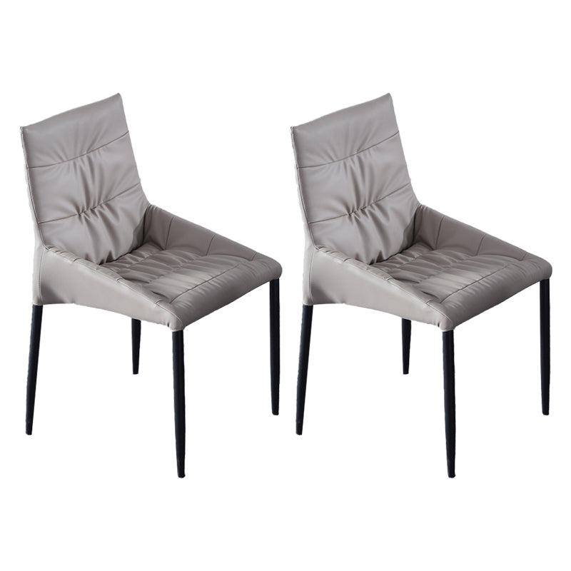 Silla auxiliar para el hogar contemporánea, silla de comedor tapizada de metal con respaldo sólido (juego de 2)