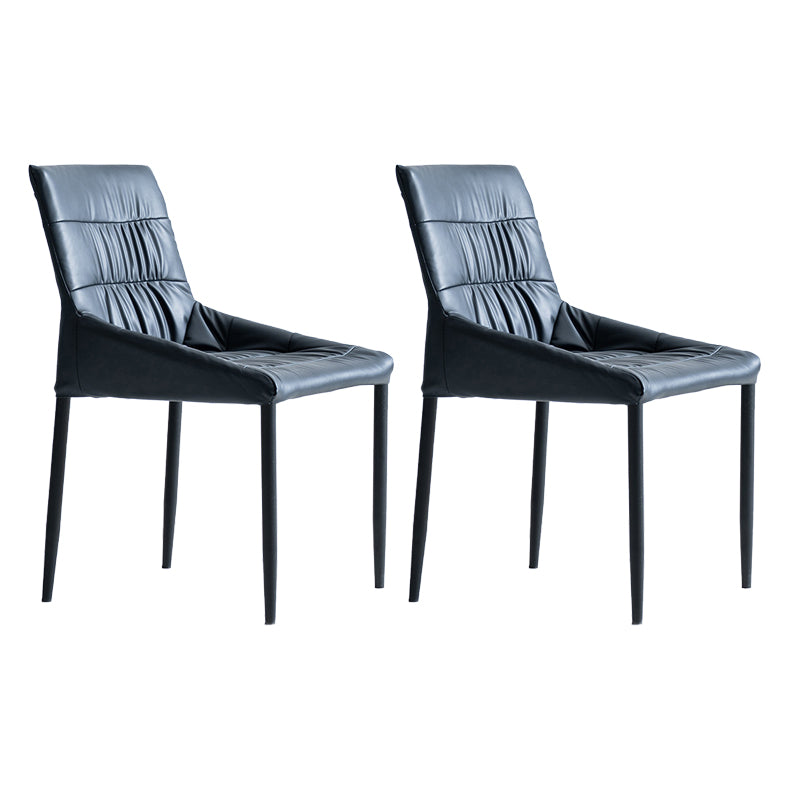 Silla auxiliar para el hogar contemporánea, silla de comedor tapizada de metal con respaldo sólido (juego de 2)