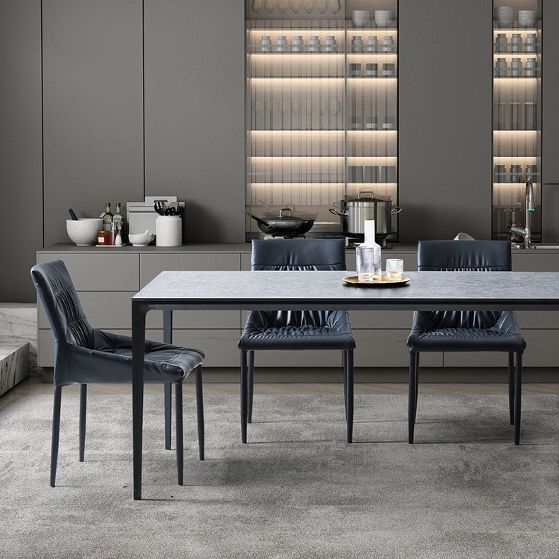 Silla auxiliar para el hogar contemporánea, silla de comedor tapizada de metal con respaldo sólido (juego de 2)