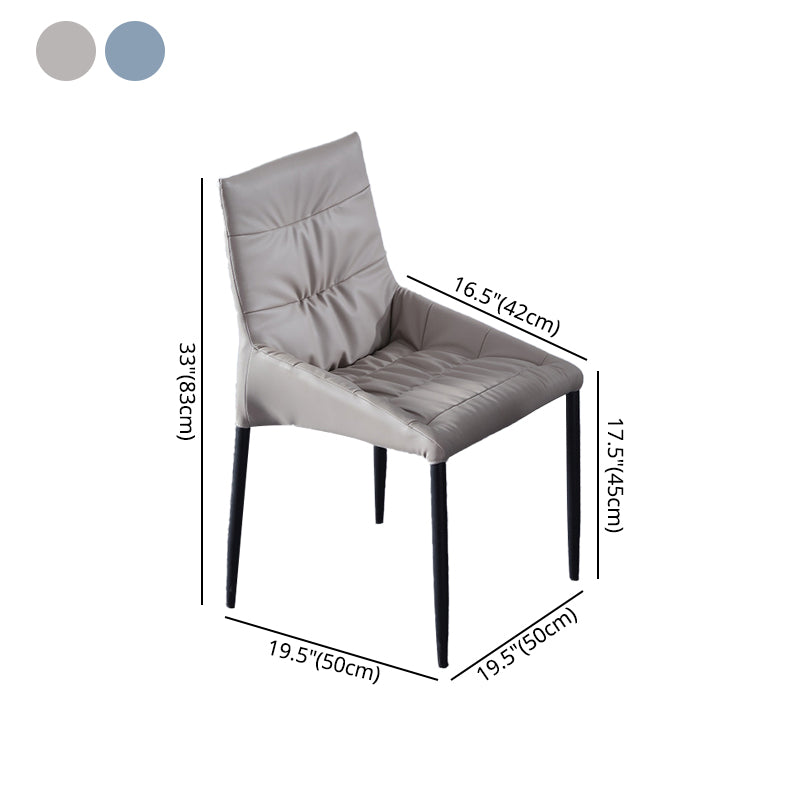 Silla auxiliar para el hogar contemporánea, silla de comedor tapizada de metal con respaldo sólido (juego de 2)
