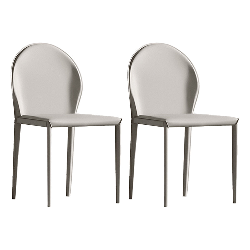 Sillas de comedor de cuero de estilo minimalista, sillas laterales sin brazos con respaldo sólido para uso doméstico