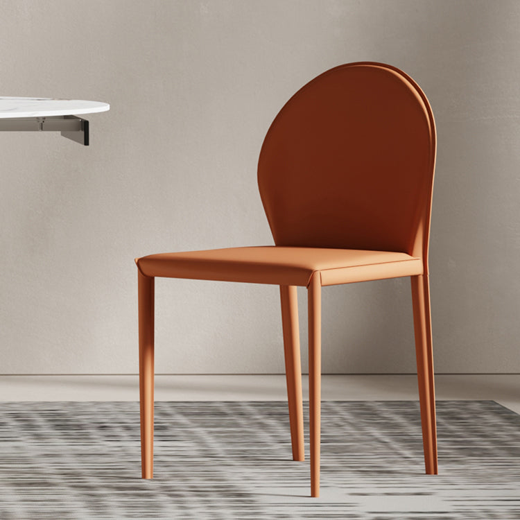 Sillas de comedor de cuero de estilo minimalista, sillas laterales sin brazos con respaldo sólido para uso doméstico