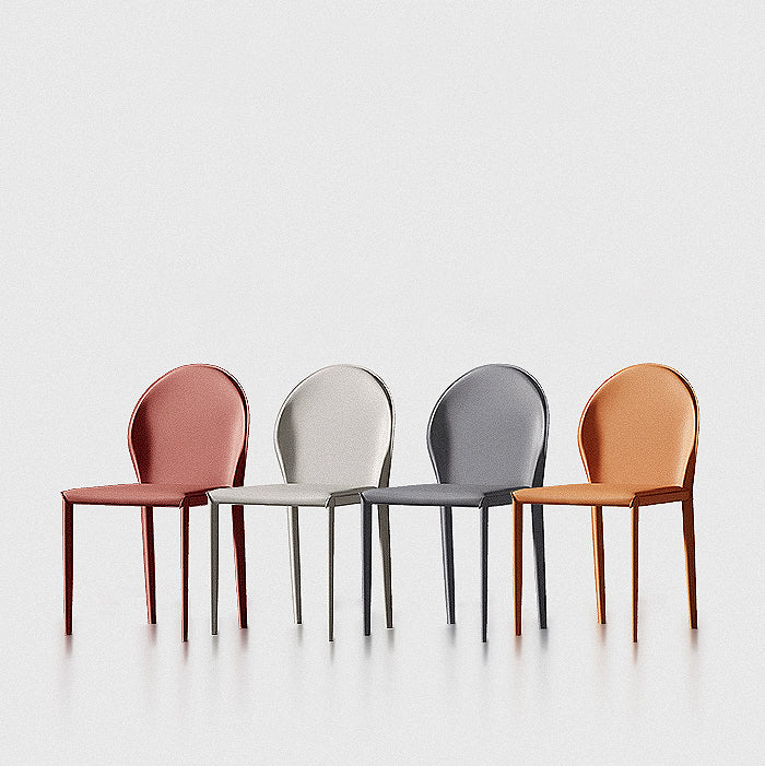 Sillas de comedor de cuero de estilo minimalista, sillas laterales sin brazos con respaldo sólido para uso doméstico