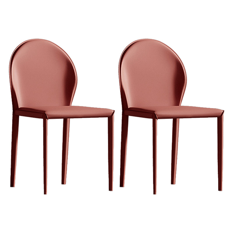 Sillas de comedor de cuero de estilo minimalista, sillas laterales sin brazos con respaldo sólido para uso doméstico