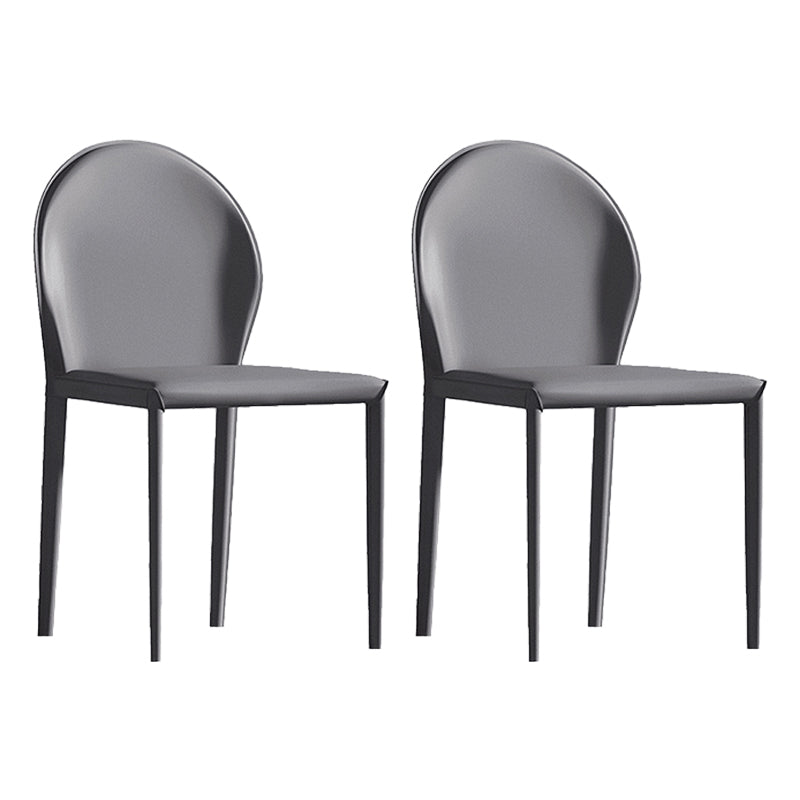 Sillas de comedor de cuero de estilo minimalista, sillas laterales sin brazos con respaldo sólido para uso doméstico