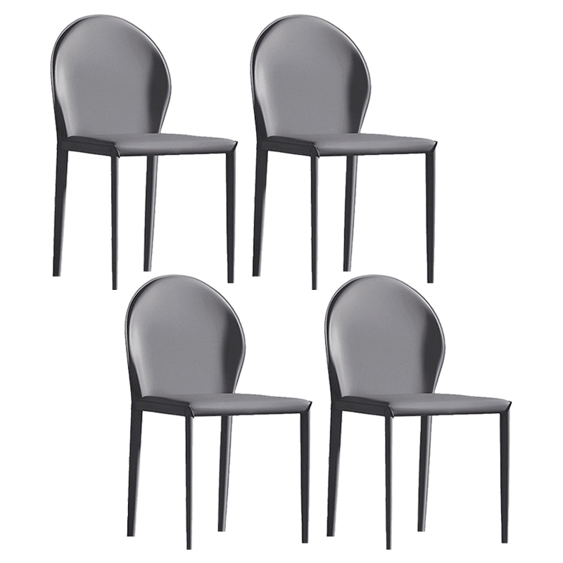 Sillas de comedor de cuero de estilo minimalista, sillas laterales sin brazos con respaldo sólido para uso doméstico