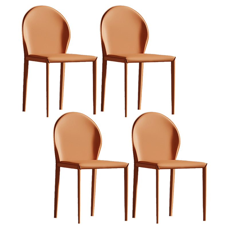 Sillas de comedor de cuero de estilo minimalista, sillas laterales sin brazos con respaldo sólido para uso doméstico