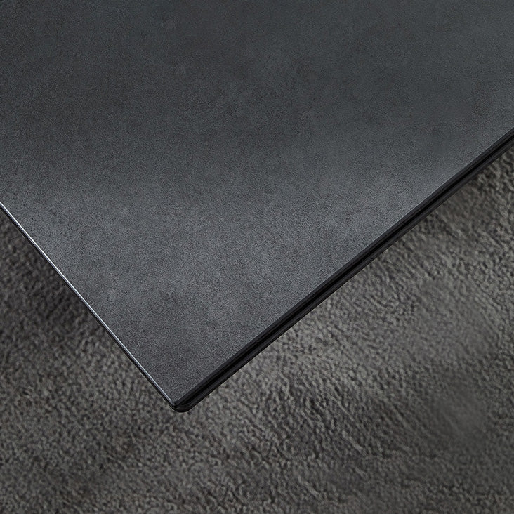 Mesa de comedor estándar negra industrial, mesa de comedor rectangular de piedra sinterizada para cocina